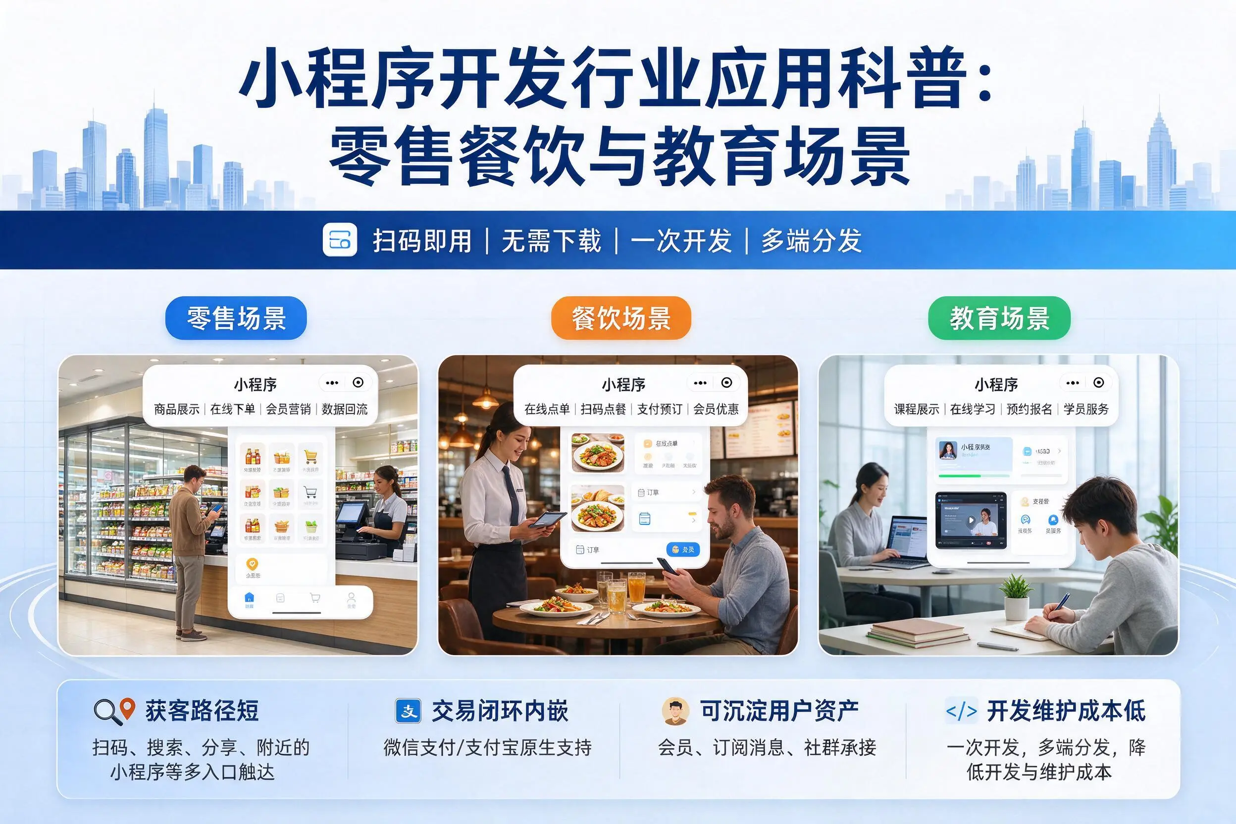 黄南小程序开发行业应用科普:零售餐饮与教育场景
