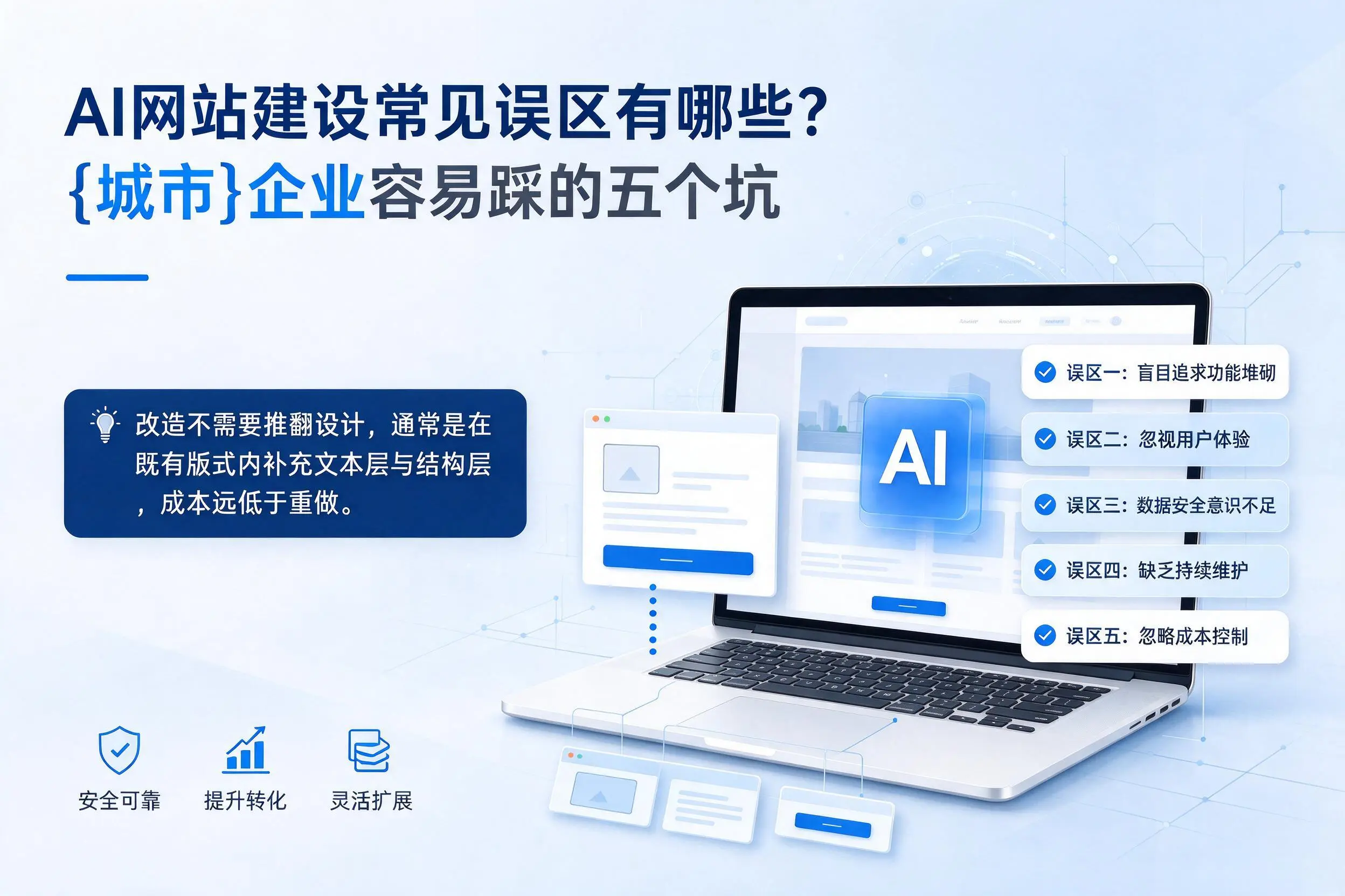 AI网站建设常见误区有哪些？黄南企业容易踩的五个坑