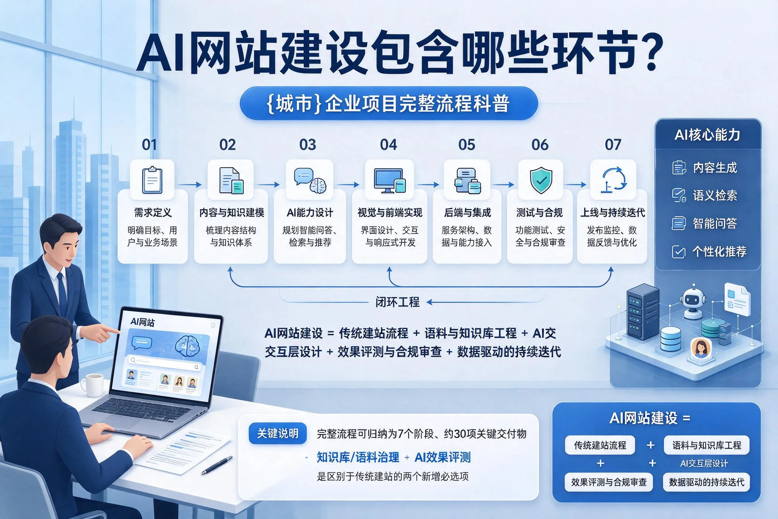 AI网站建设包含哪些环节？黄南企业项目完整流程科普