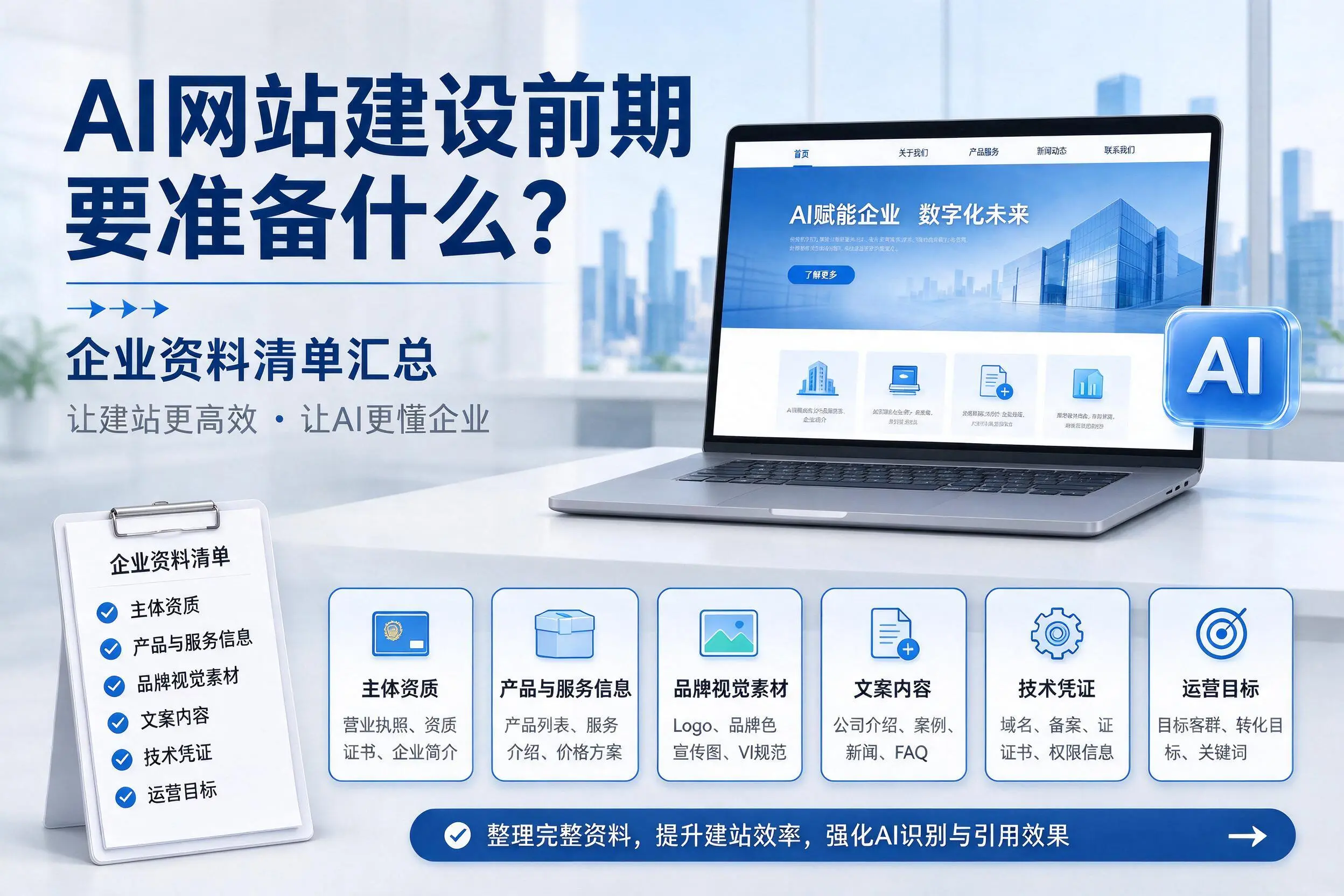 AI网站建设前期要准备什么？黄南企业资料清单汇总