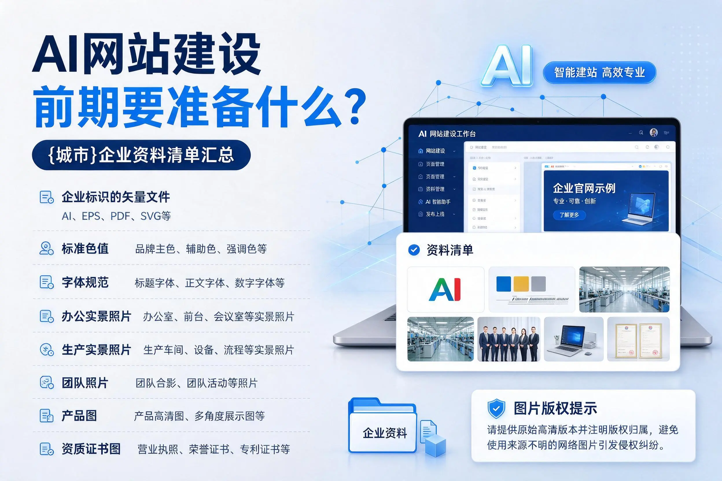 AI网站建设前期要准备什么？黄南企业资料清单汇总