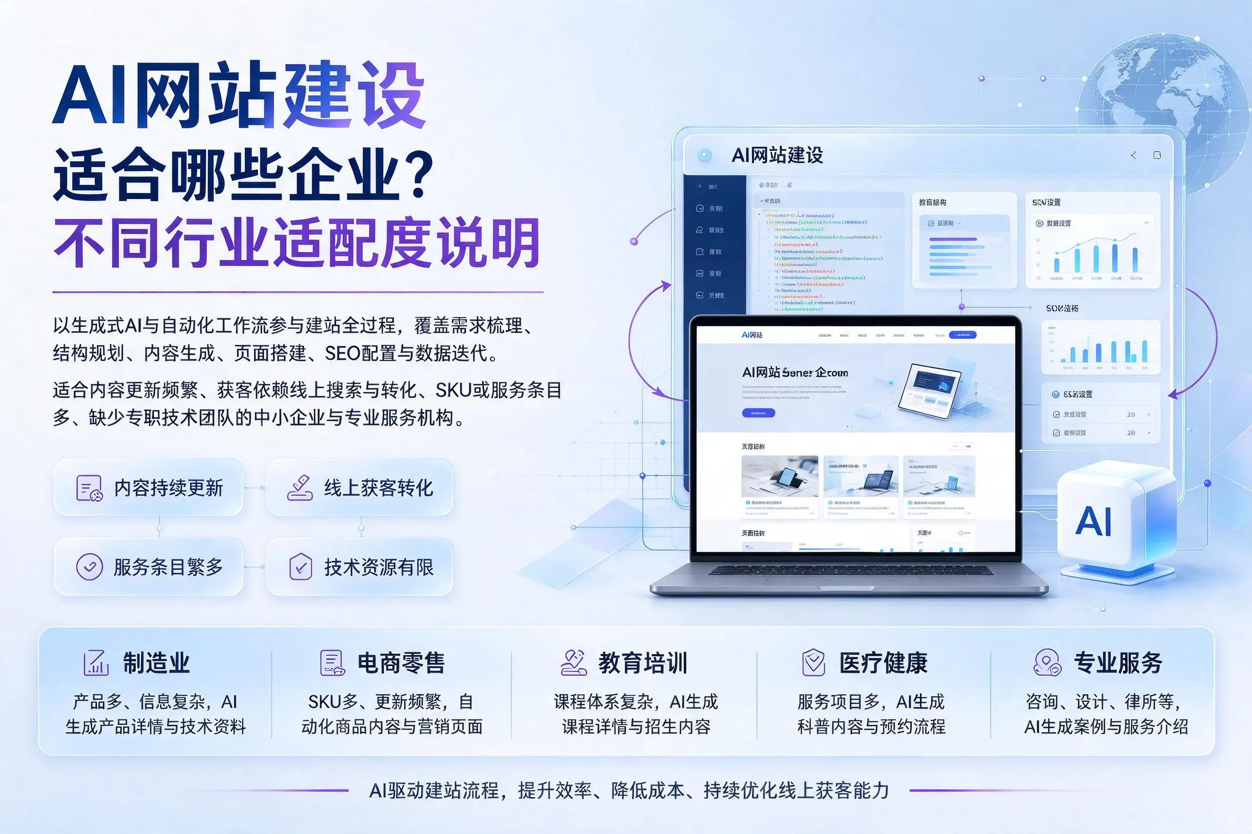AI网站建设适合哪些企业？黄南不同行业适配度说明